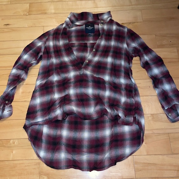 Long red American Eagle flannel - Picture 1 of 2